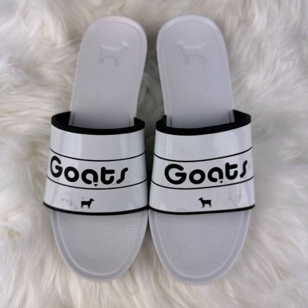 Goats The Slide K Logo Graphic Sandals in White